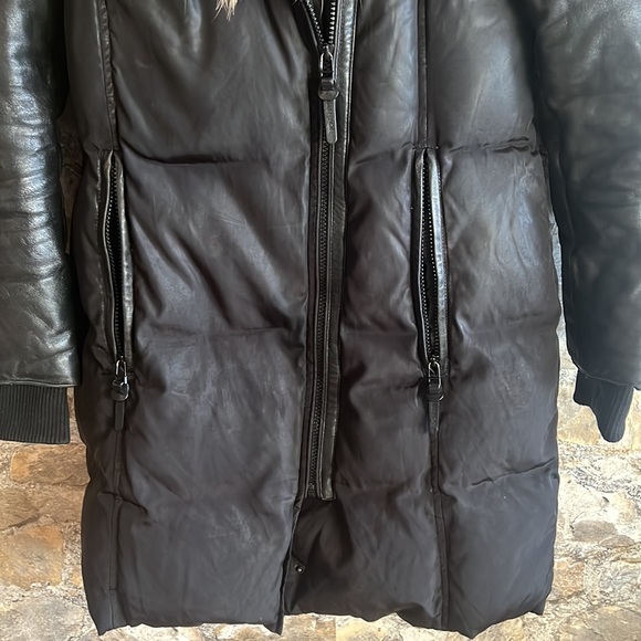 Women's Black Faux Fur Trim Puffer Coat - Picture 6 of 12